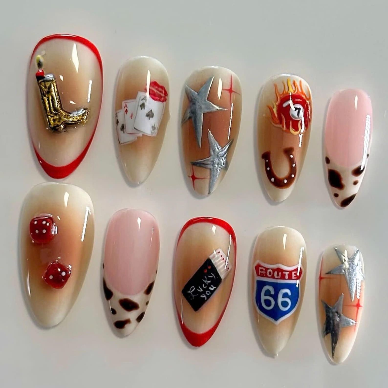 Western Cowboy Handmade Press on nails - Summer Nails