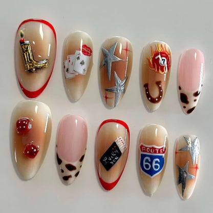 Western Cowboy Handmade Press on nails - Summer Nails