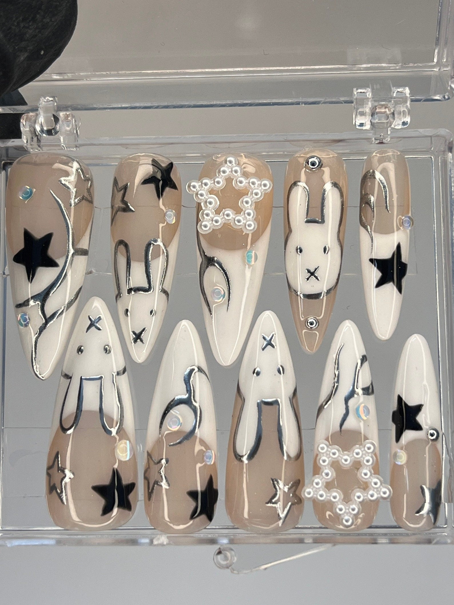 With Star Rabbit Handmade Press on nails - Summer Nails - LushDigits