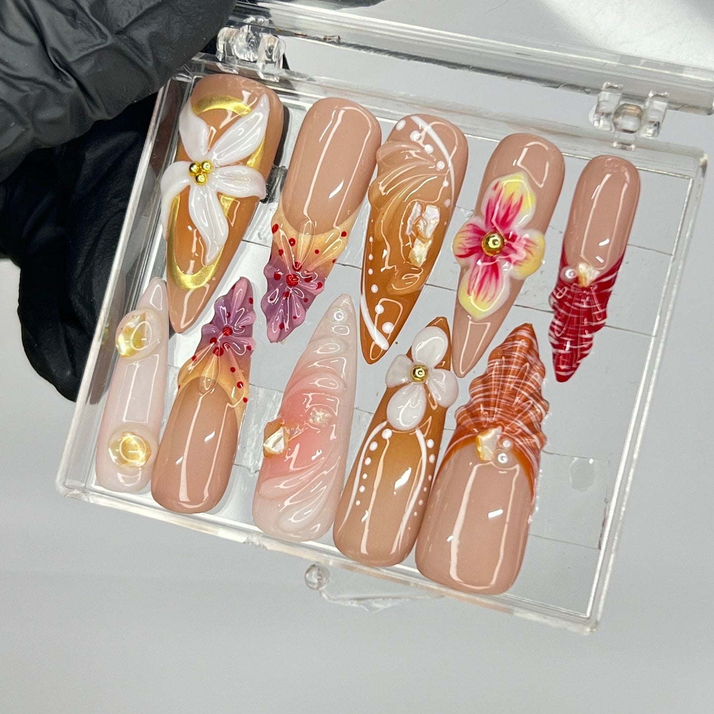 Floral Flower Handmade Press on nails