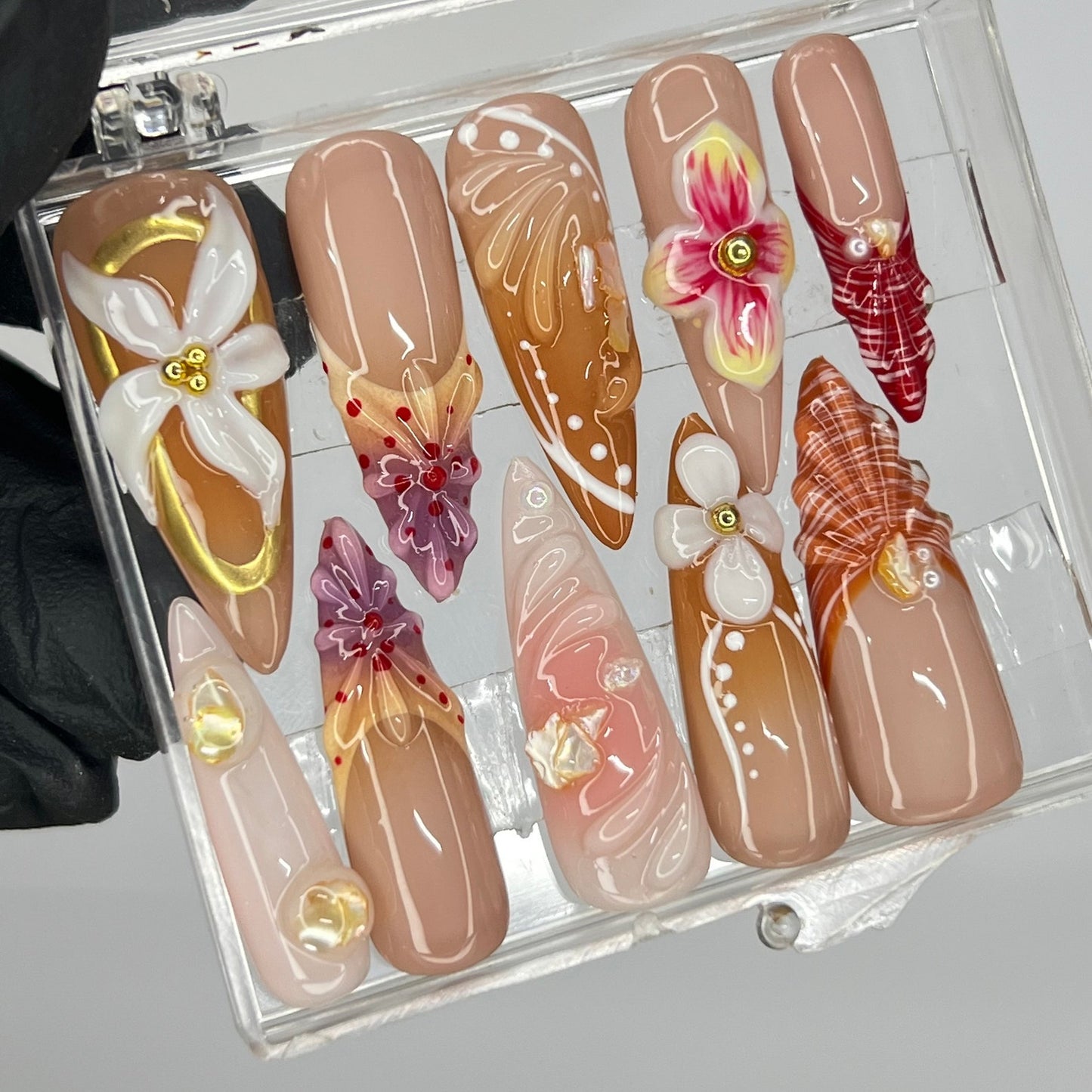 Floral Flower Handmade Press on nails