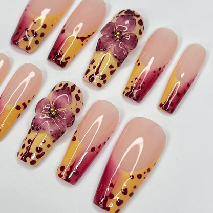 Summer Orchid Floral Press on nails