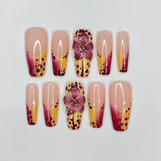 Summer Orchid Floral Press on nails