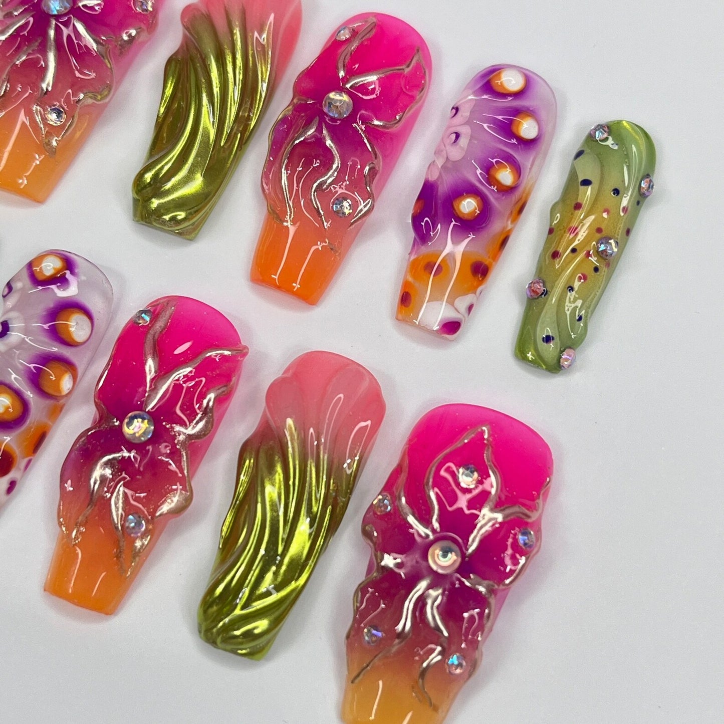 Colorful FairyCore Gothic Press on nails