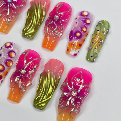 Colorful FairyCore Gothic Press on nails