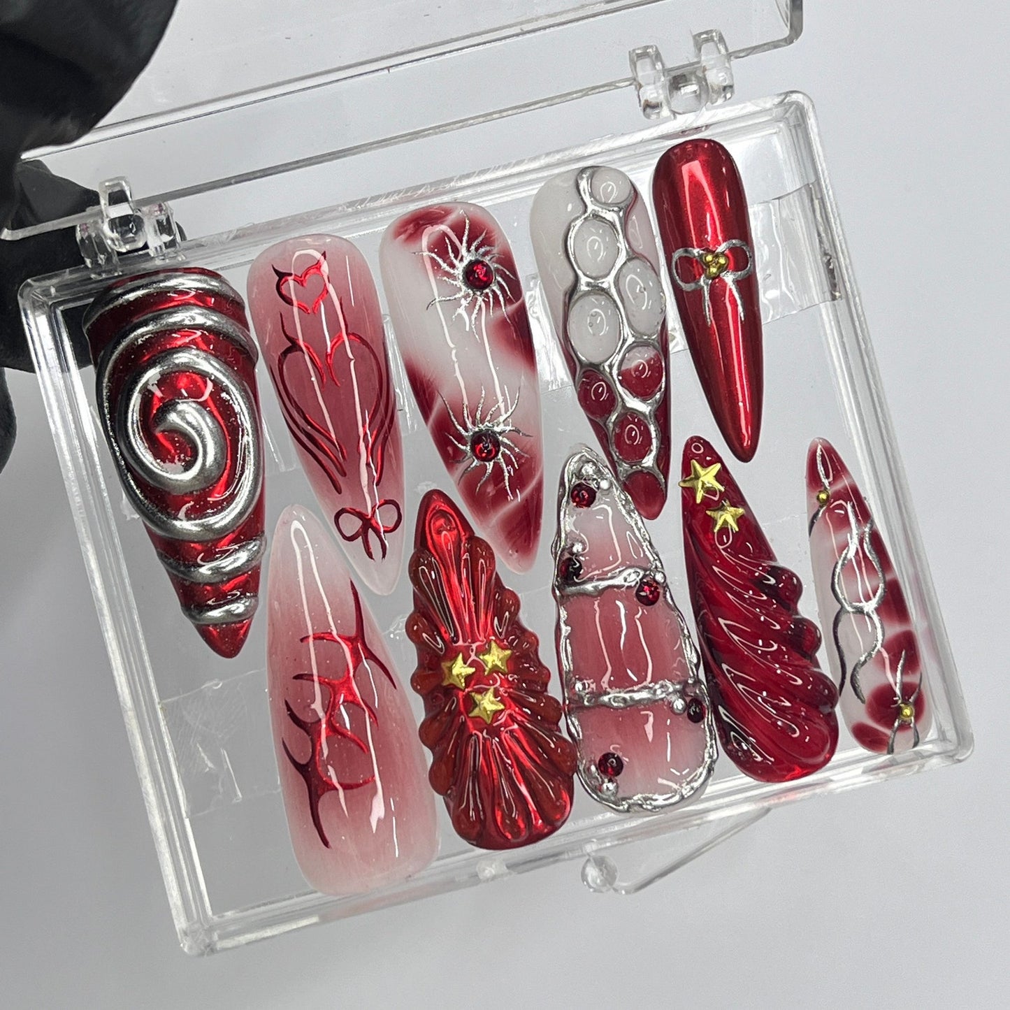 Red Aura Gothic Press on nails