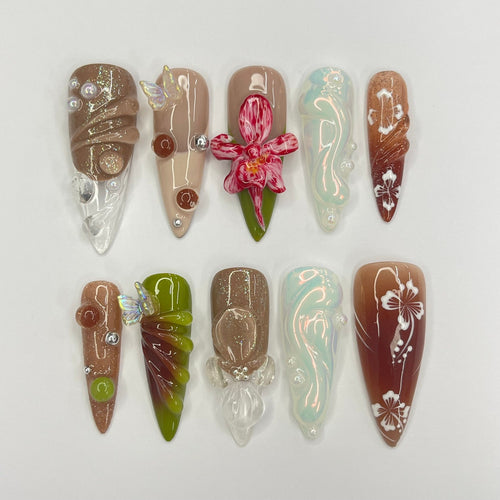 Orchid Flower Gothic Press on nails