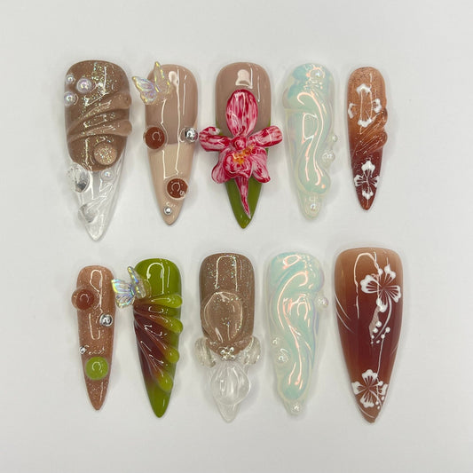 Orchid Flower Gothic Press on nails