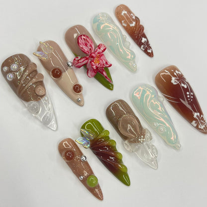Orchid Flower Gothic Press on nails