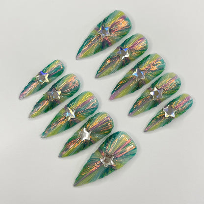 Colorful light Floral Press on nails