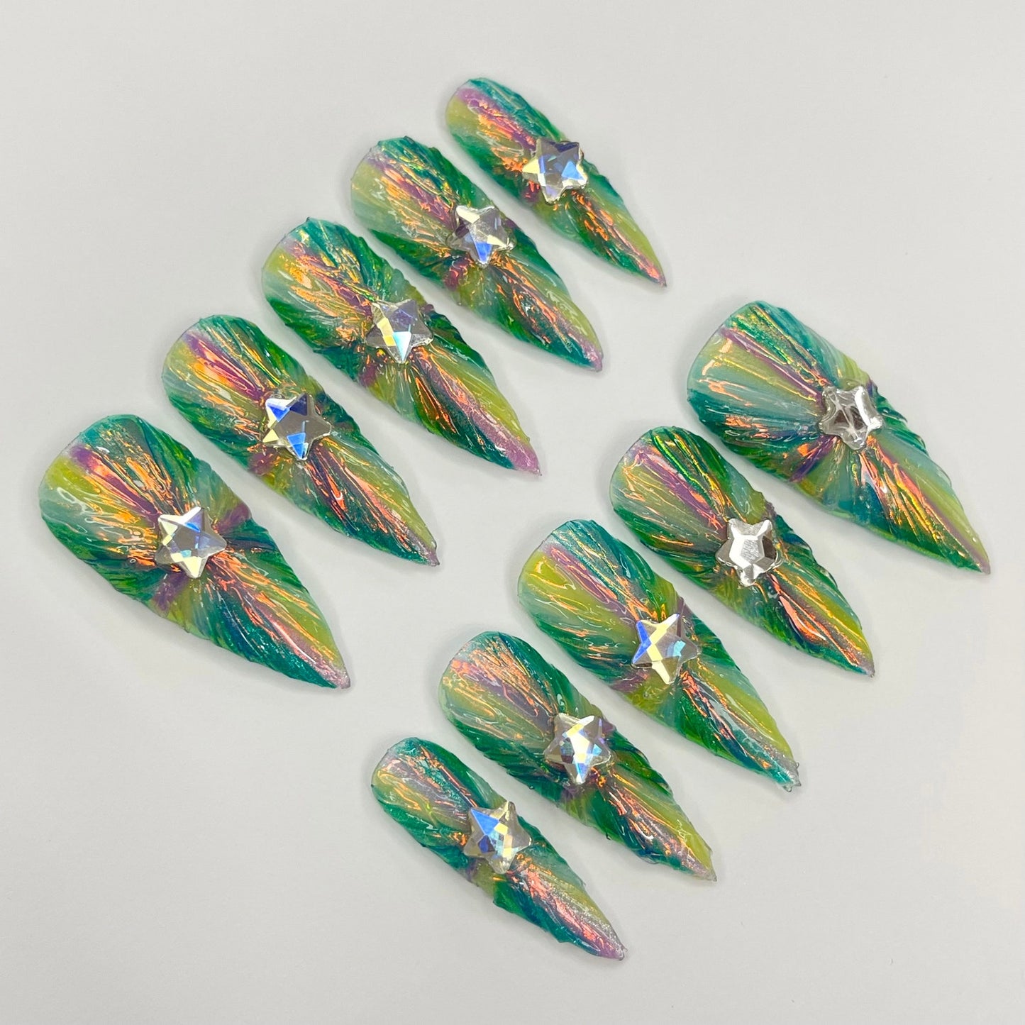 Colorful light Floral Press on nails