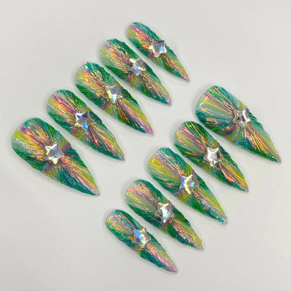 Colorful light Floral Press on nails