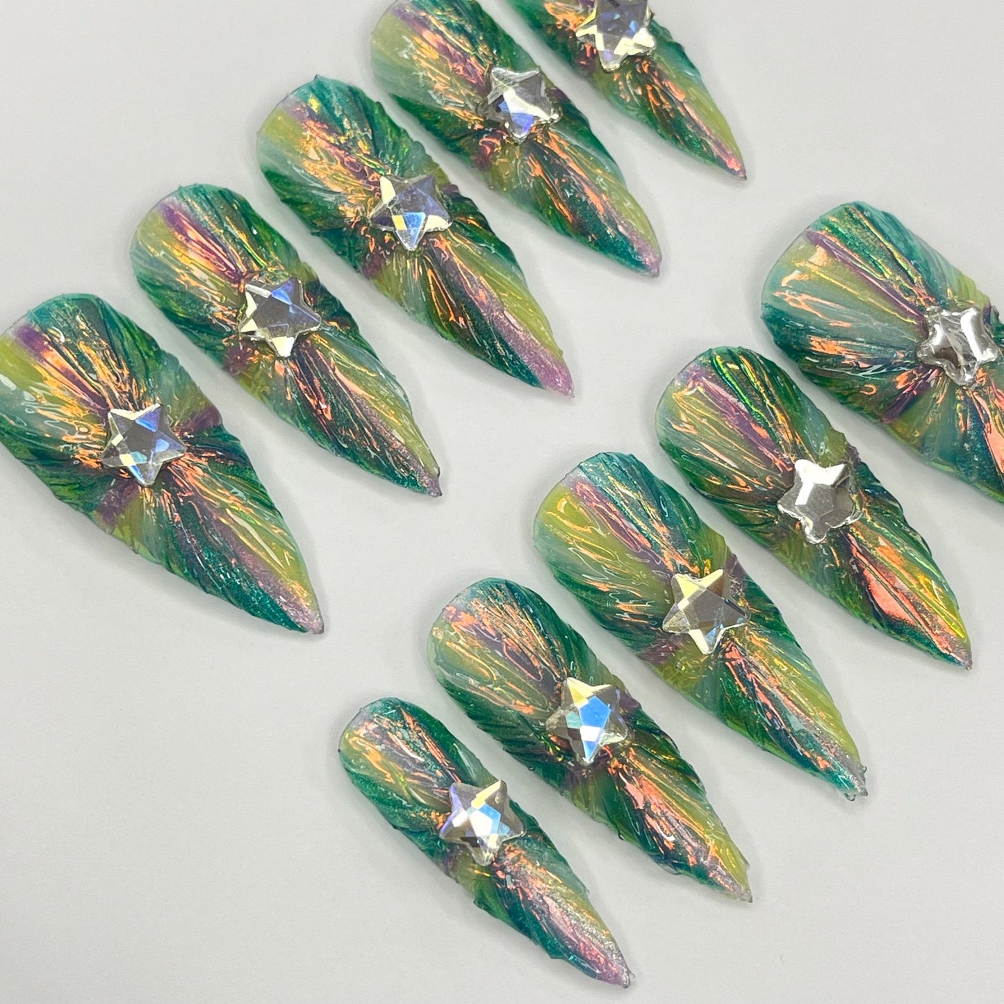 Colorful light Floral Press on nails