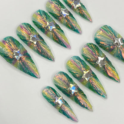 Colorful light Floral Press on nails