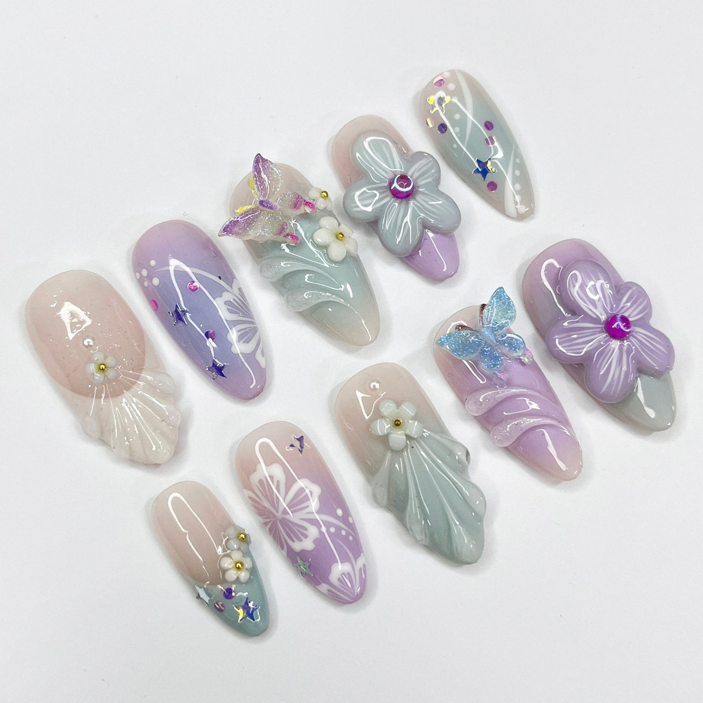 Flower Garden Flower Press on nails