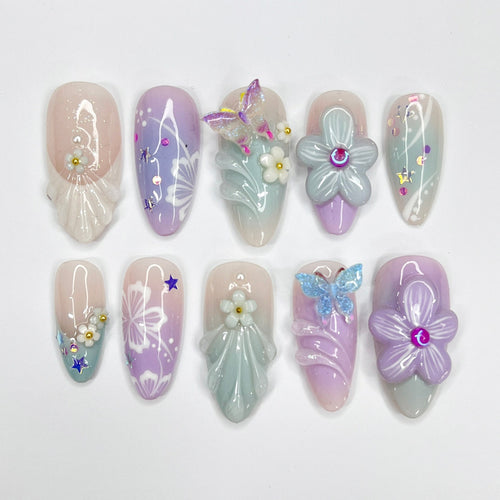 Flower Garden Flower Press on nails