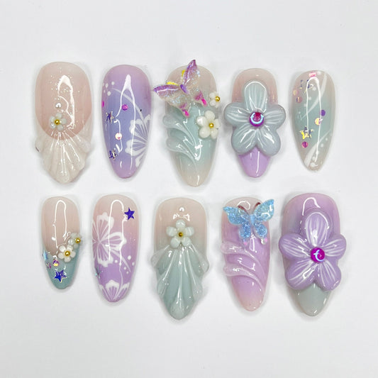 Flower Garden Flower Press on nails