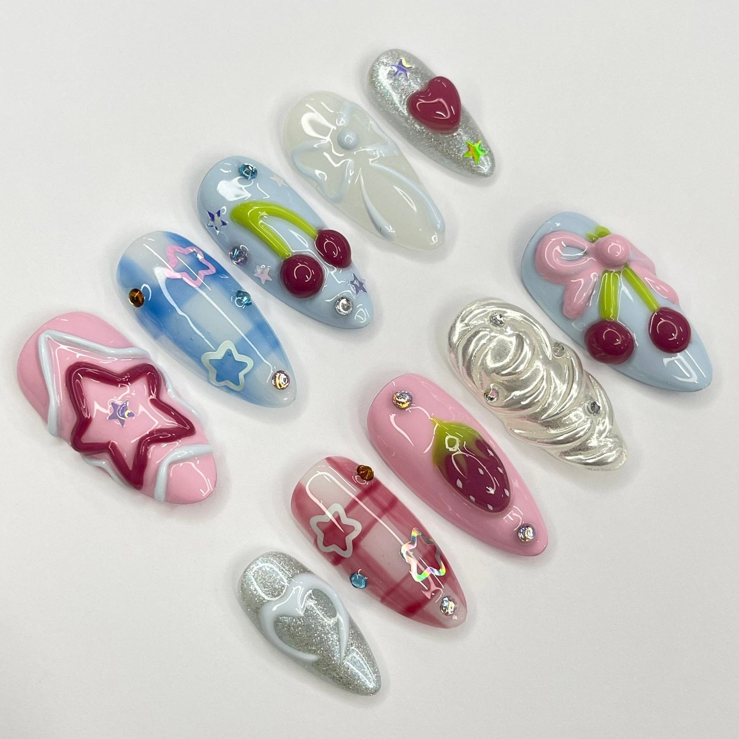 Strawberry Berry Pinnky Press on nails