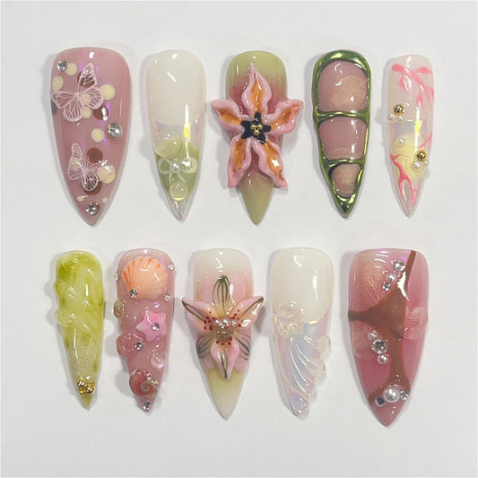 Fairy Dream Flower Garden Press on nails