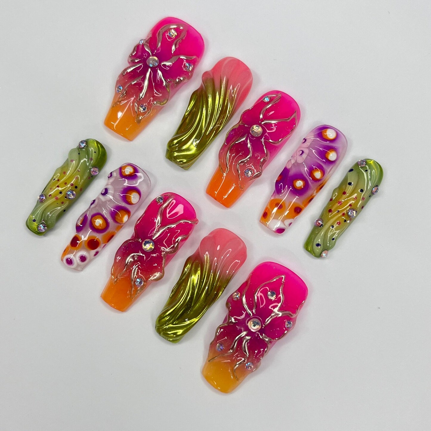 Colorful FairyCore Gothic Press on nails