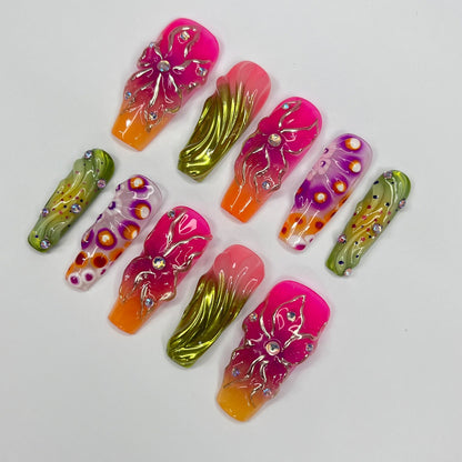 Colorful FairyCore Gothic Press on nails