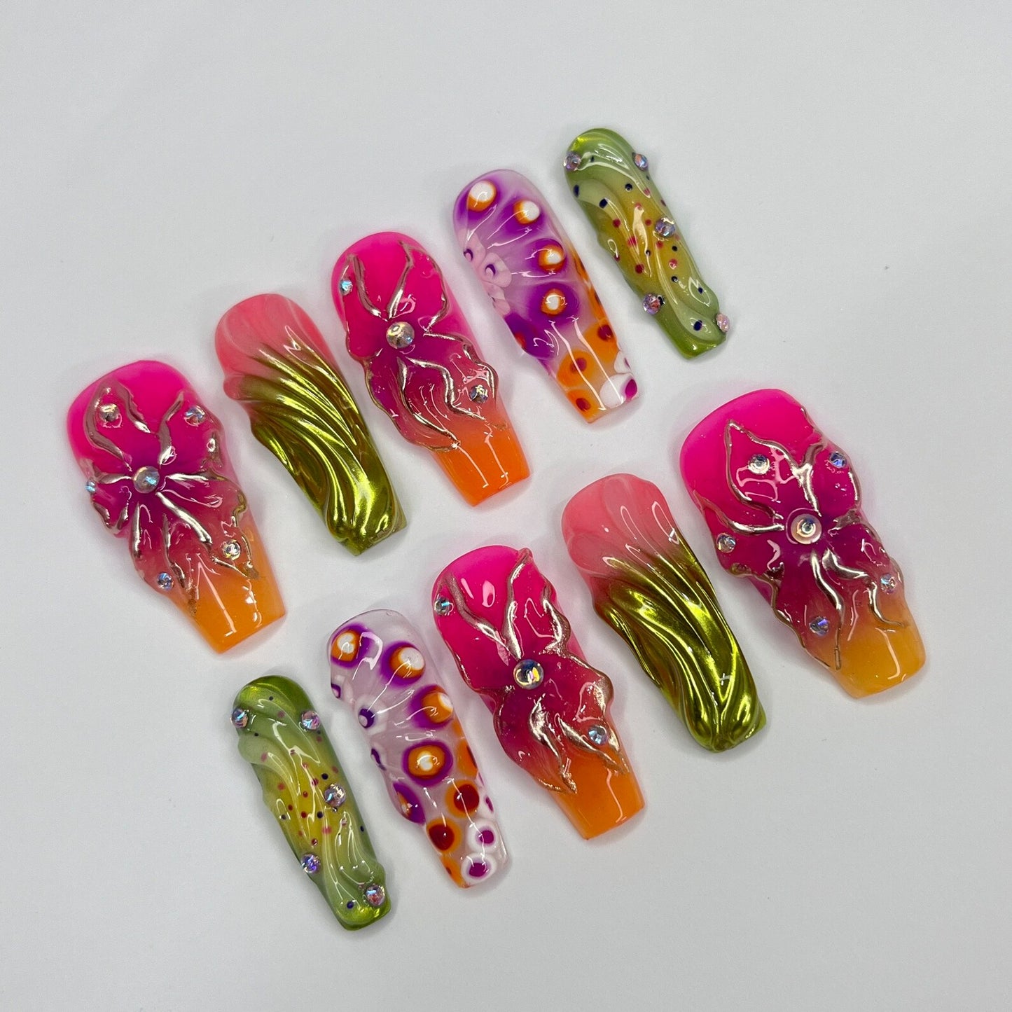 Colorful FairyCore Gothic Press on nails
