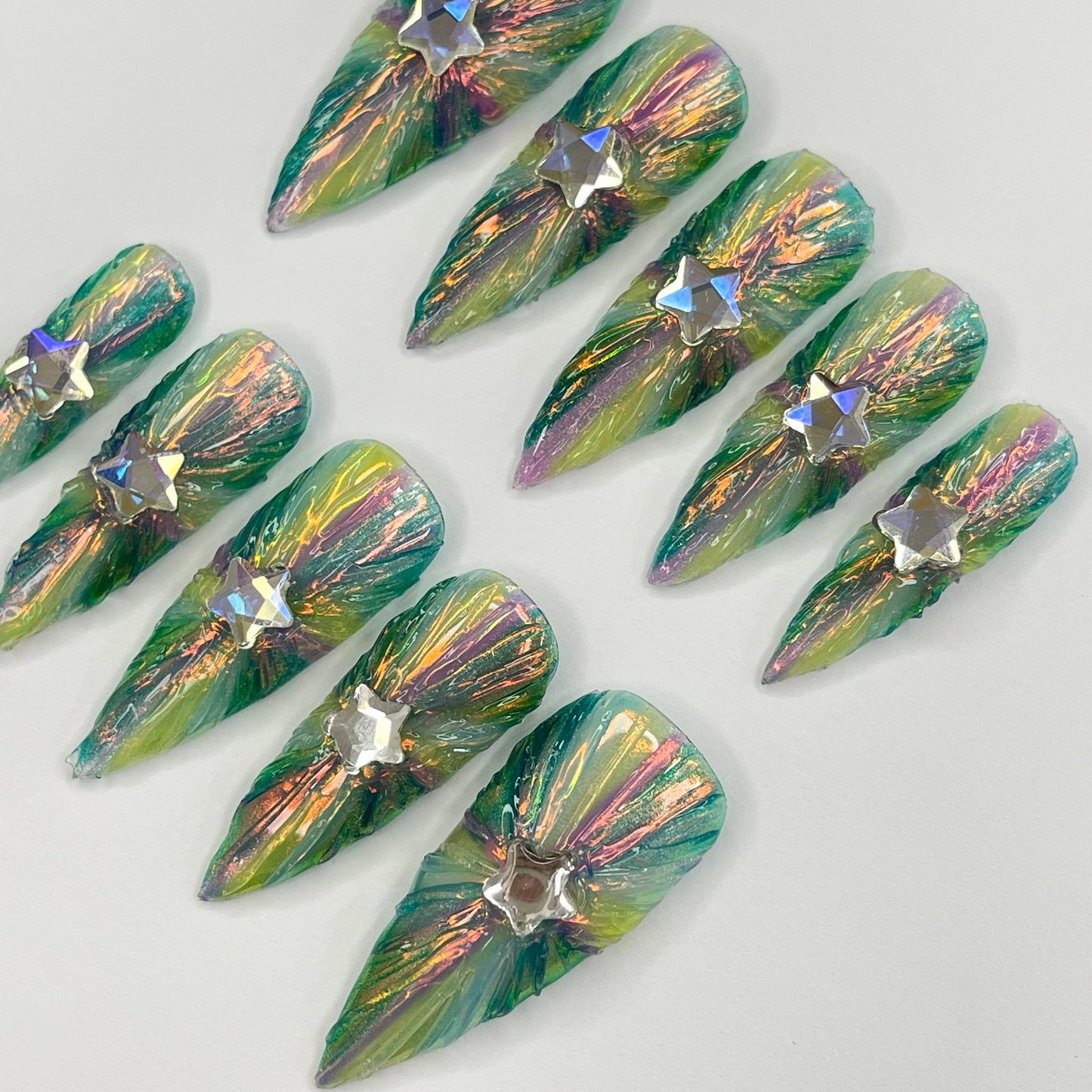 Colorful light Floral Press on nails
