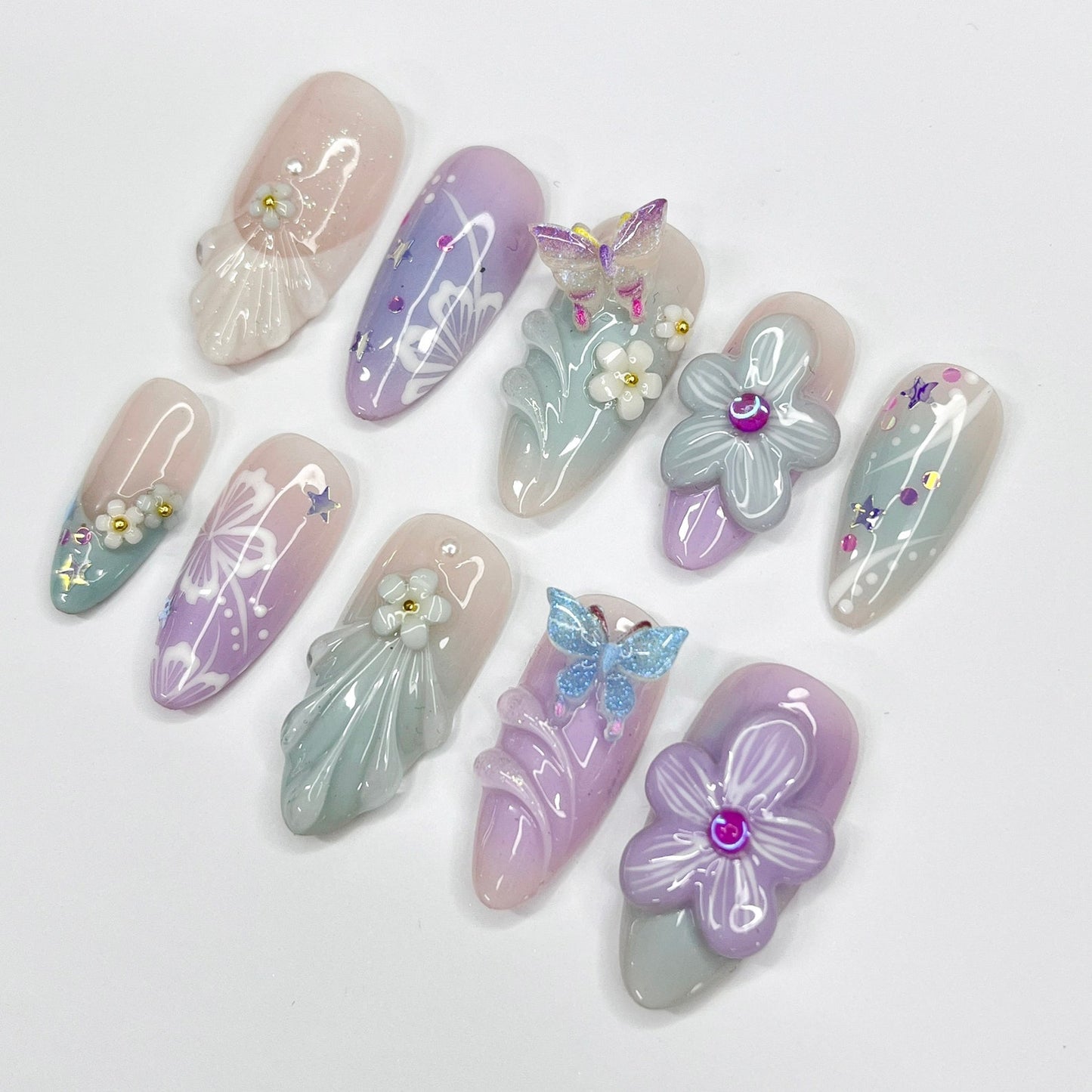 Flower Garden Flower Press on nails
