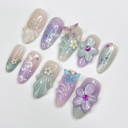 Flower Garden Flower Press on nails
