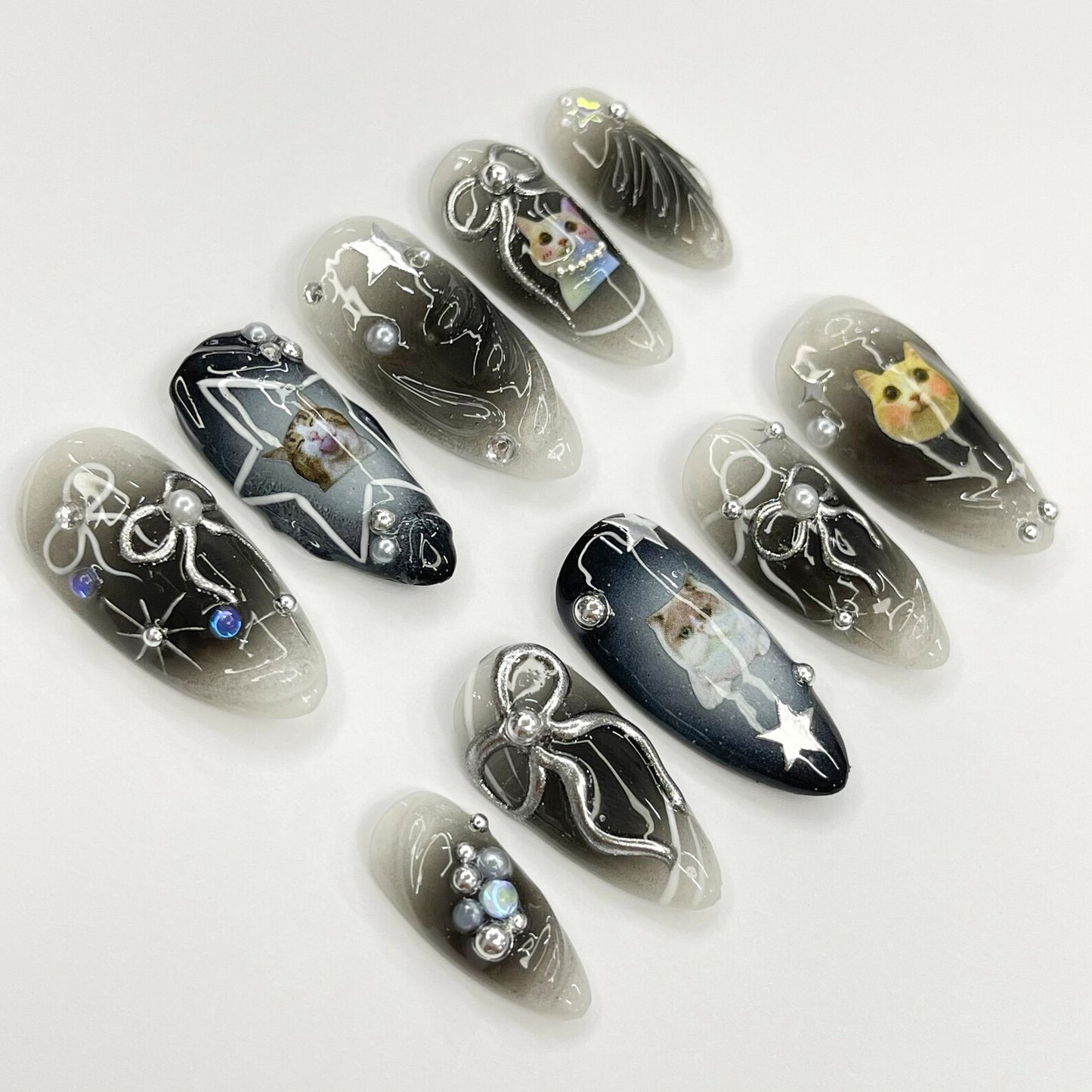 Black Cat Aura Gothic Press on nails