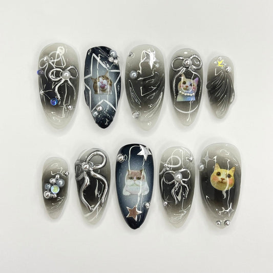 Black Cat Aura Gothic Press on nails