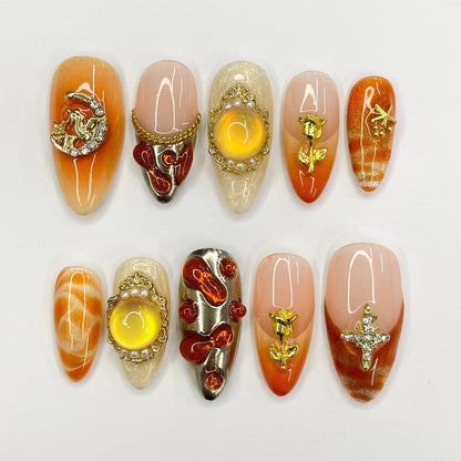Sunset Autumn Gothic Press on nails