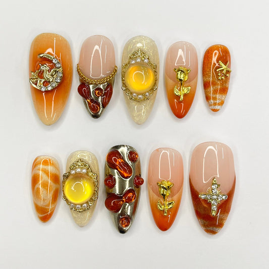 Sunset Autumn Gothic Press on nails