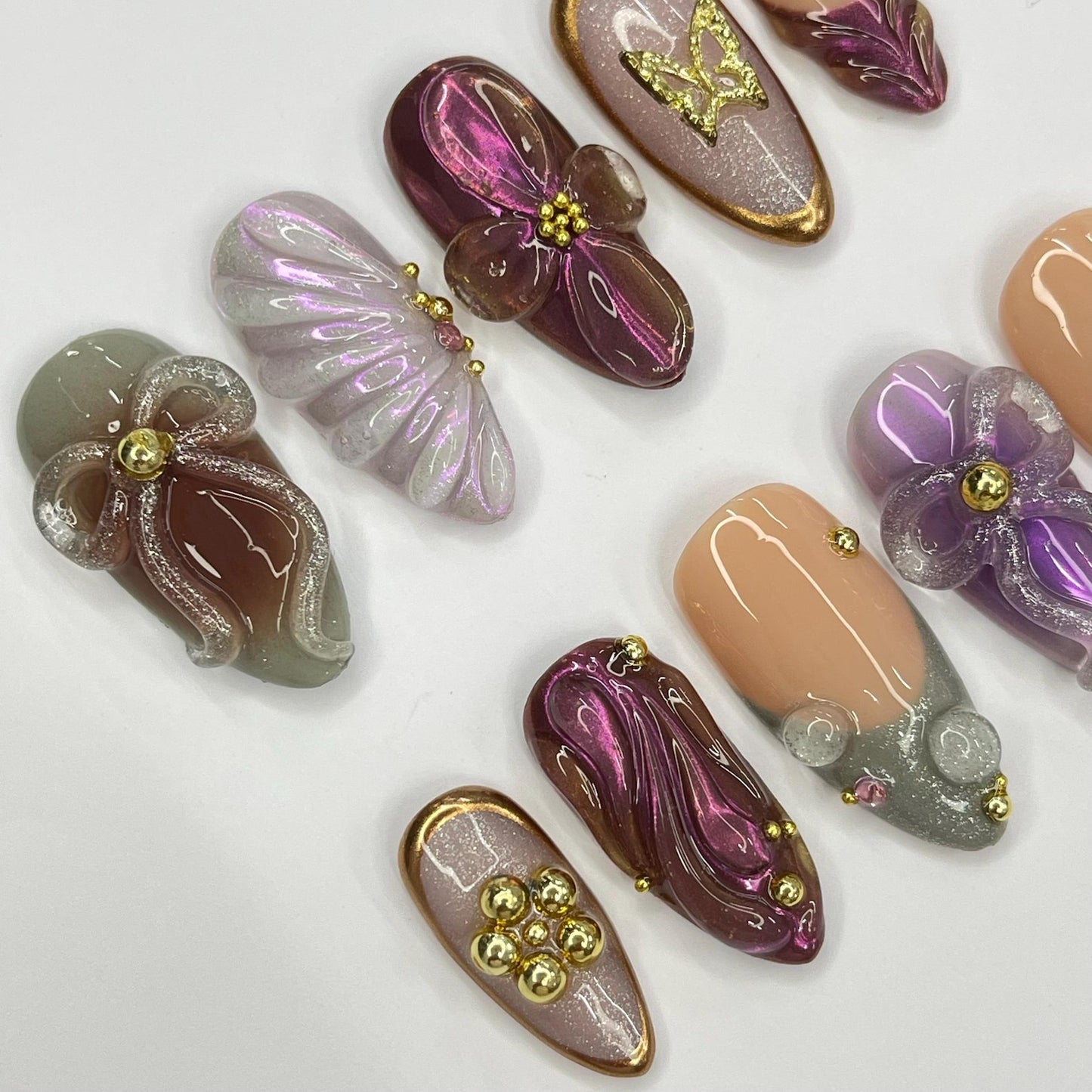Bow SeaShell Press on nails