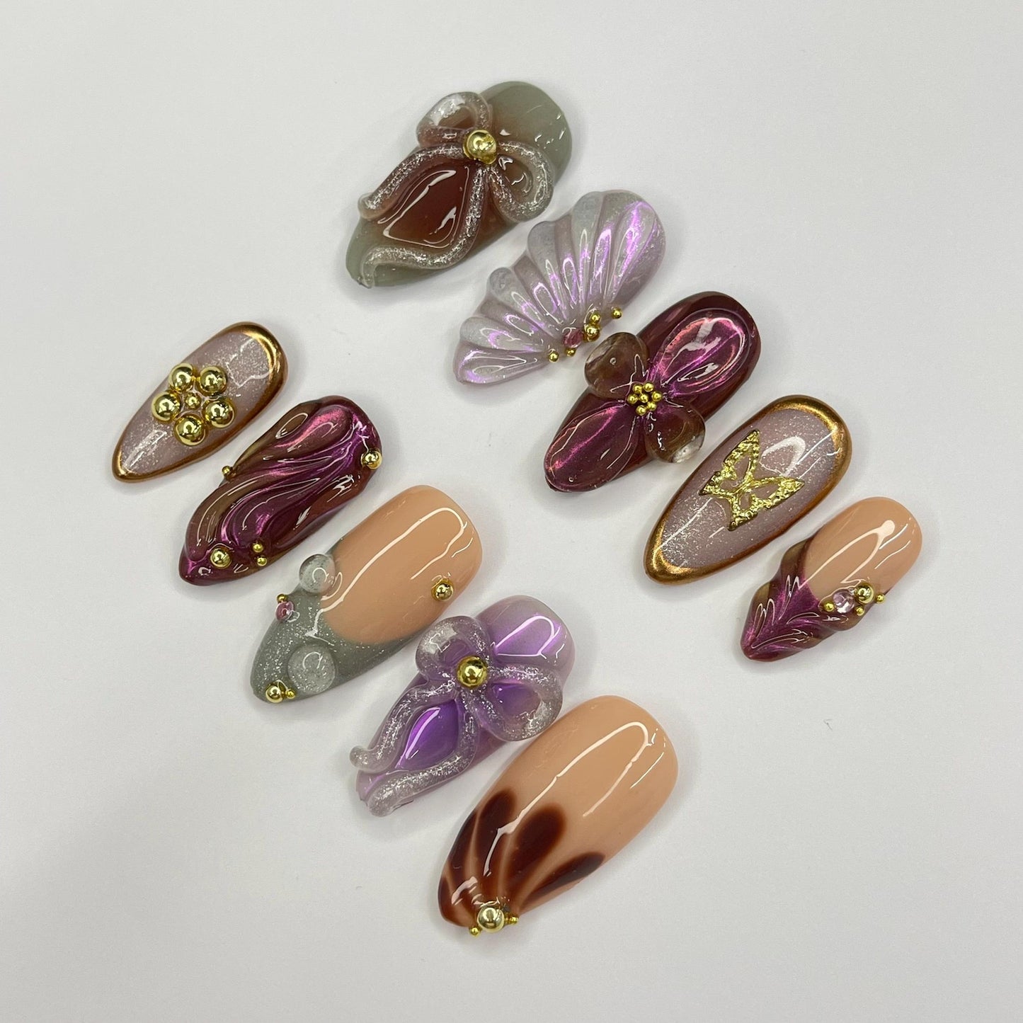 Bow SeaShell Press on nails