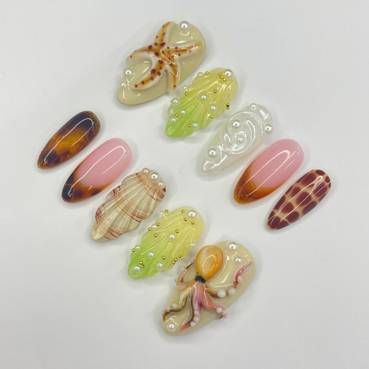 Octopus 3D Floral Press on nails