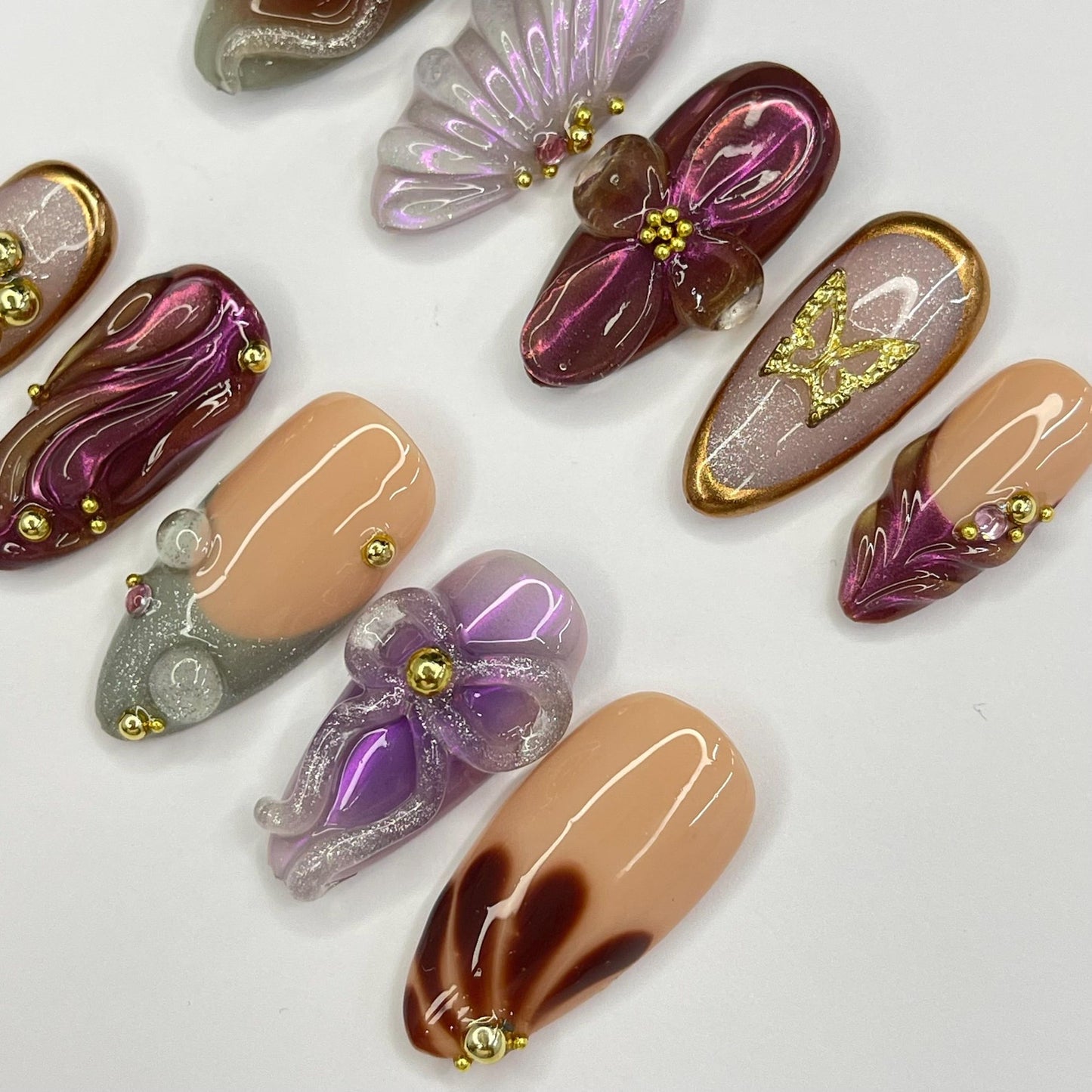 Bow SeaShell Press on nails