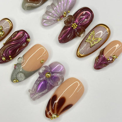 Bow SeaShell Press on nails