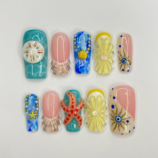 Summer Ocean Gothic Press on nails