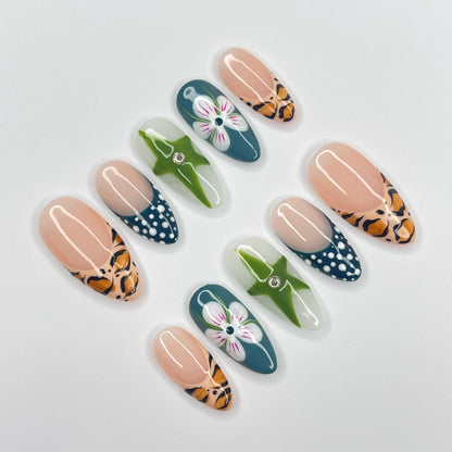 Zebra Flower Summer Press on nails