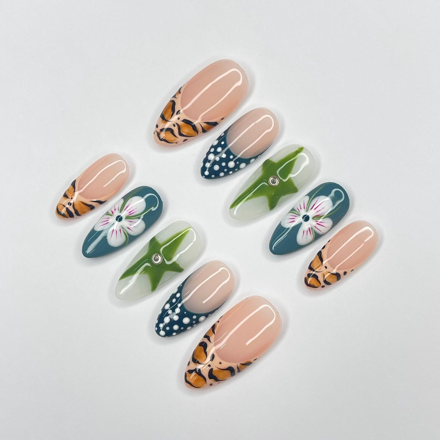 Zebra Flower Summer Press on nails