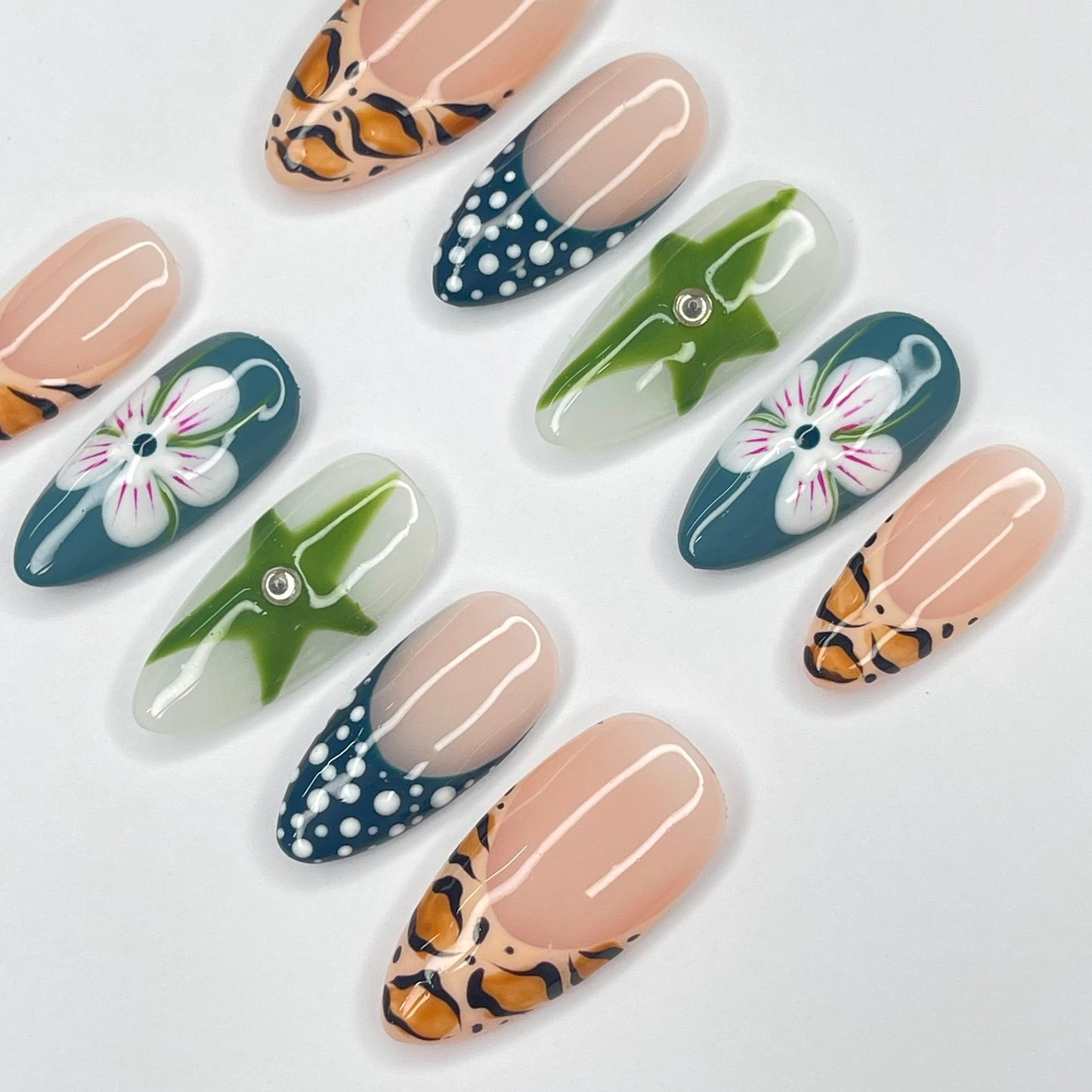 Zebra Flower Summer Press on nails