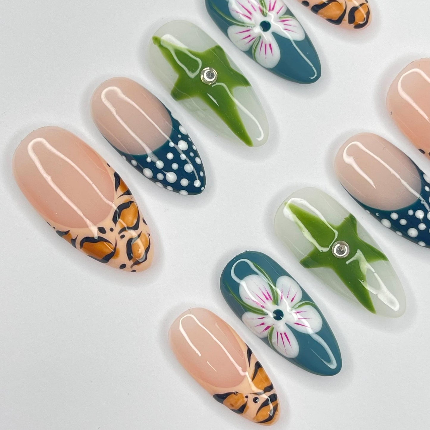 Zebra Flower Summer Press on nails