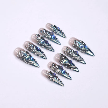 Freestyle 3D Chrome Gothic Press on nails