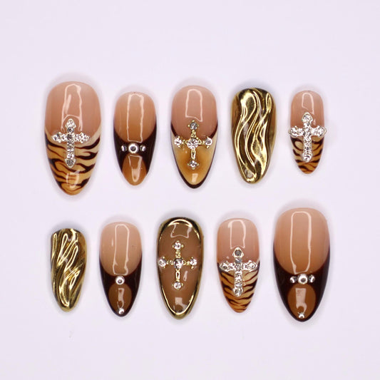 Fierce Fall Wild Tiger Press on nails