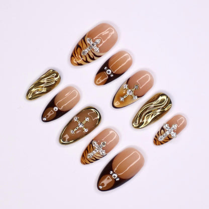 Fierce Fall Wild Tiger Press on nails