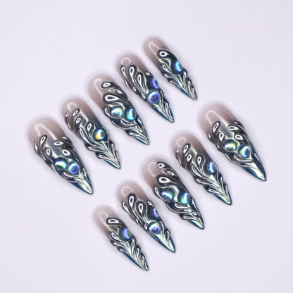 Freestyle 3D Chrome Gothic Press on nails