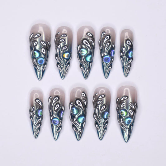 Freestyle 3D Chrome Gothic Press on nails