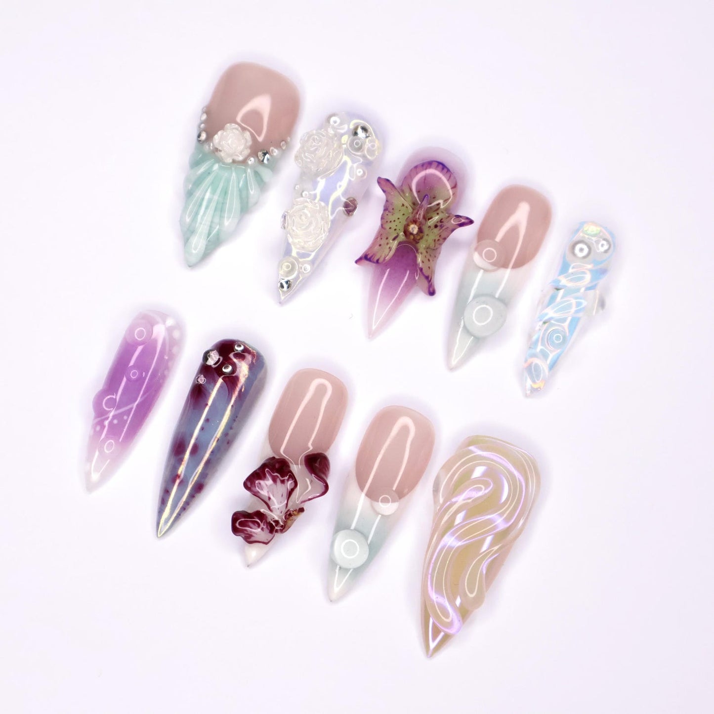 Seashell Freestyle 3D Press on nails