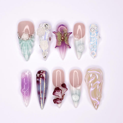 Seashell Freestyle 3D Press on nails